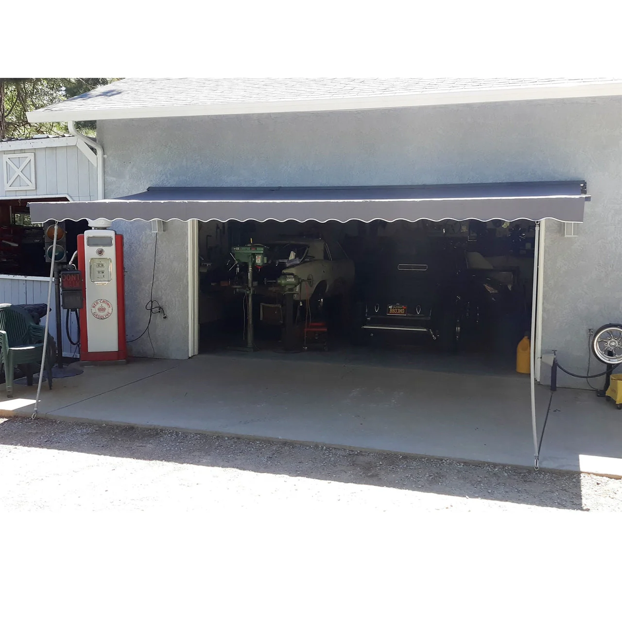 Aleko Motorized Retractable White Frame Patio Awning - 20 x 10 Feet - Gray - Image 3