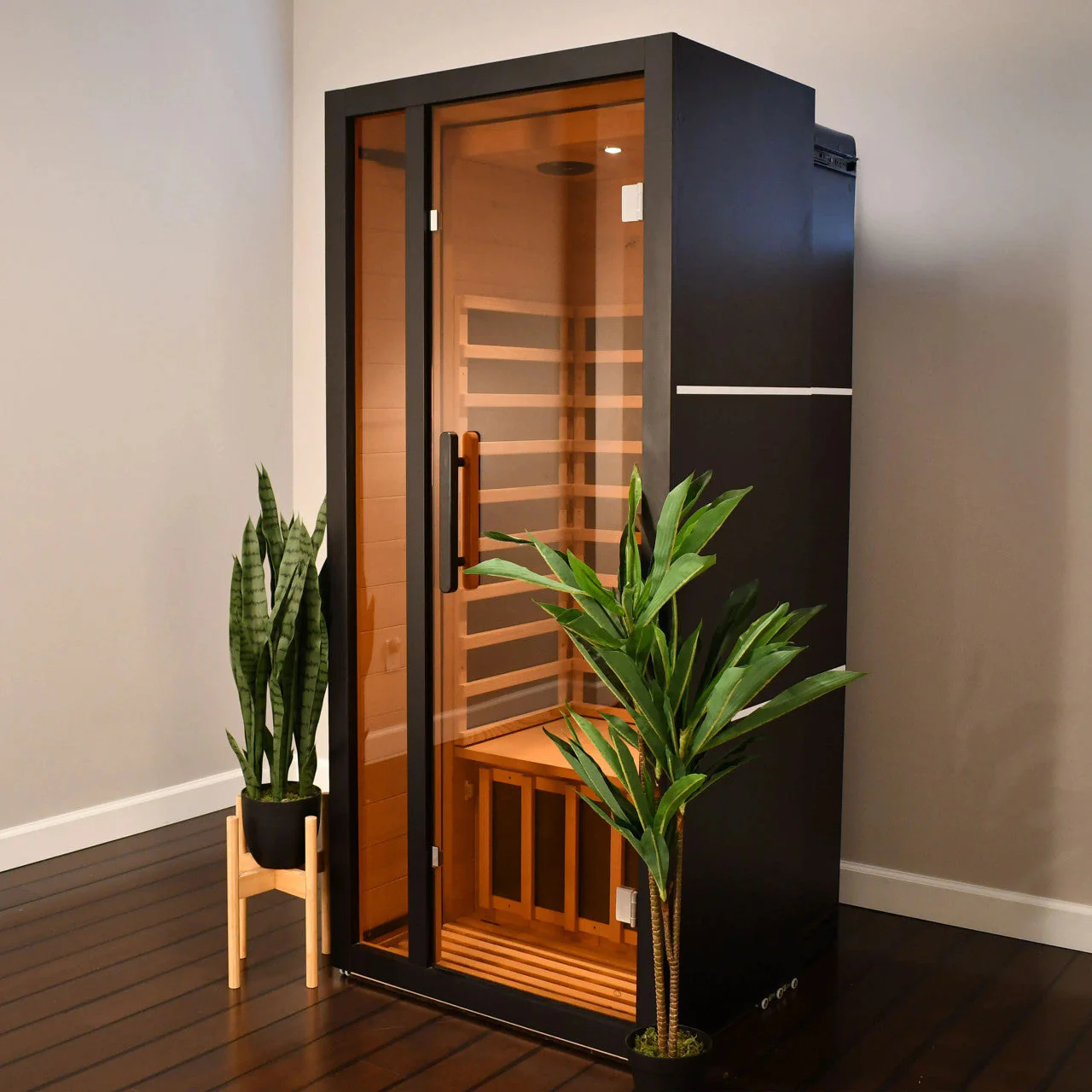 Aleko Oasis Hemlock Infrared Sauna - 1 Person - SIR1OASBLK-AP - Image 3