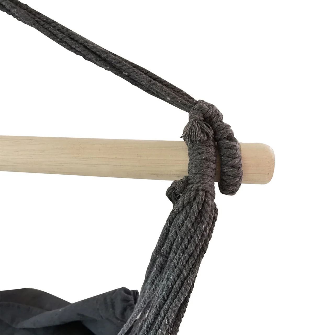 Aleko Outdoor furniture Hanging Rope Swing Hammock Chair with Side Pocket and Wooden Spreader Bar - Gray - Image 3