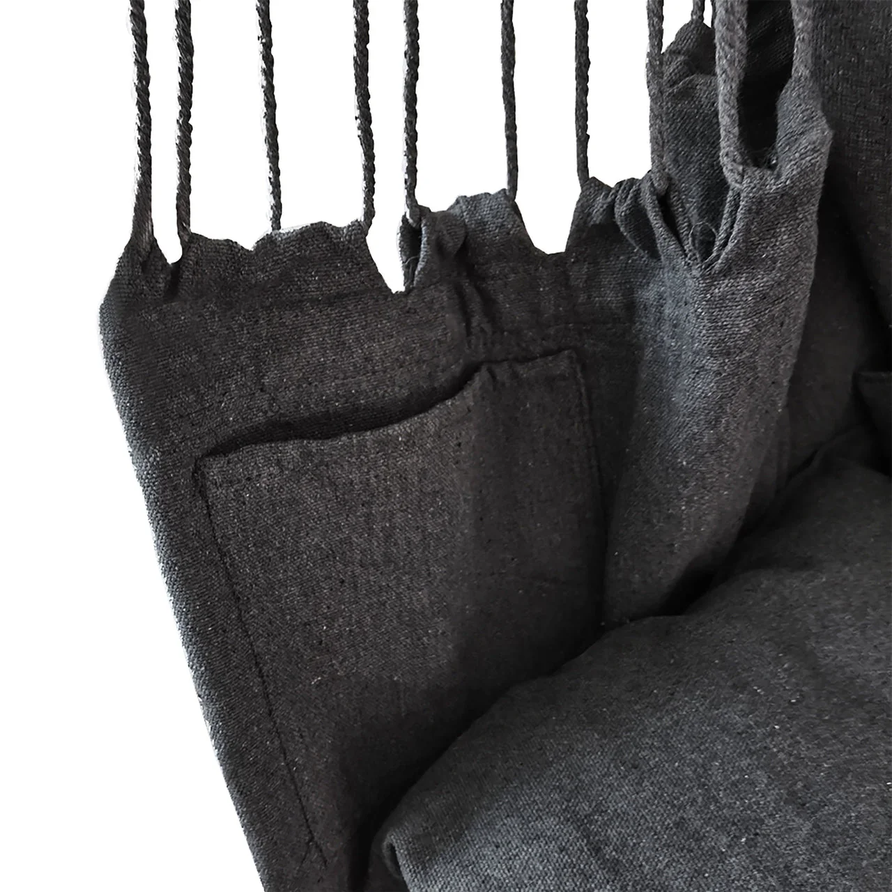 Aleko Outdoor furniture Hanging Rope Swing Hammock Chair with Side Pocket and Wooden Spreader Bar - Gray - Image 8