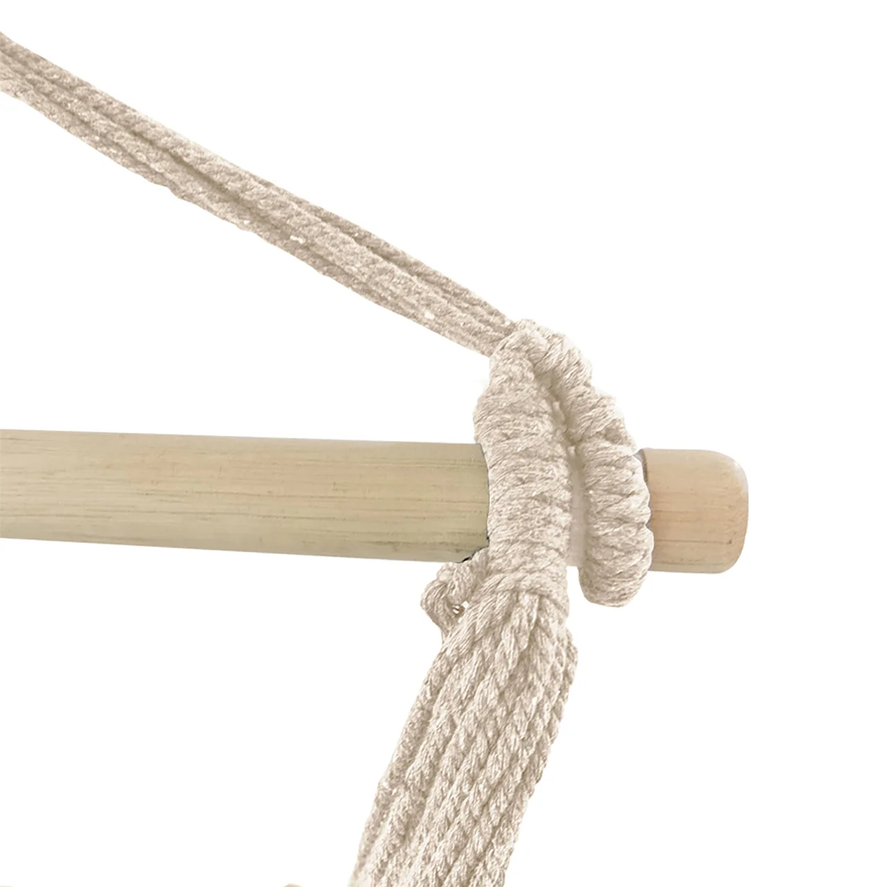 Aleko Outdoor furniture Hanging Rope Swing Hammock Chair with Side Pocket and Wooden Spreader Bar - Khaki - Image 5