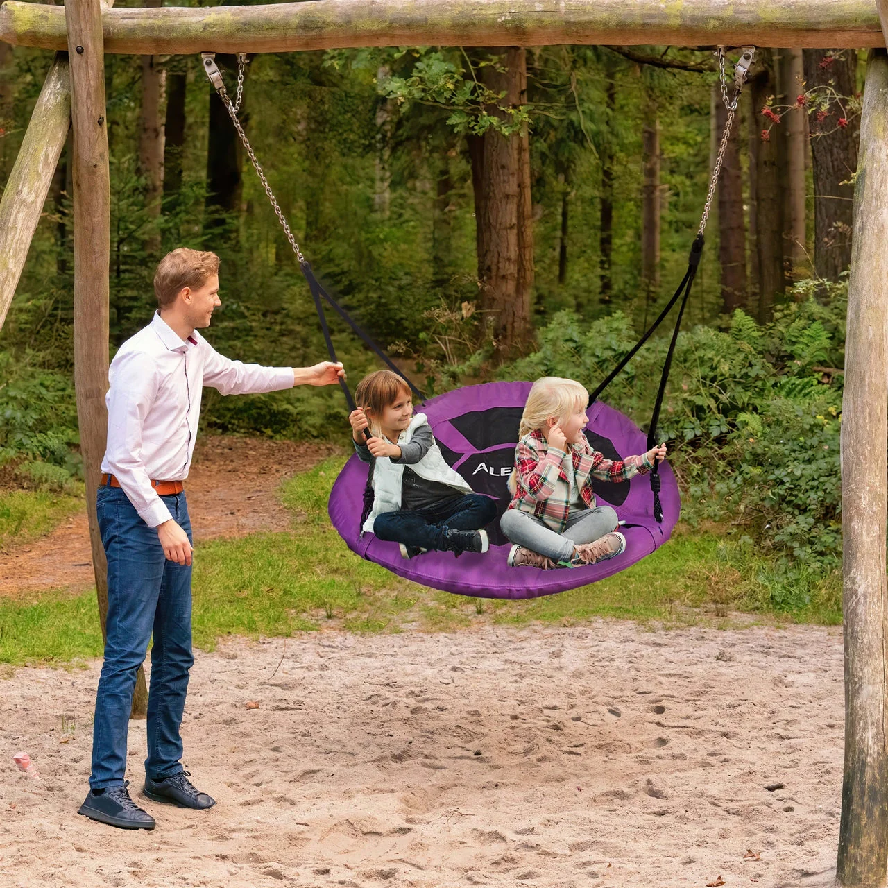 Aleko Outdoor furniture Outdoor Saucer Platform Swing with Adjustable Hanging Ropes - 40 Inches - Purple-1643109275 - Image 7