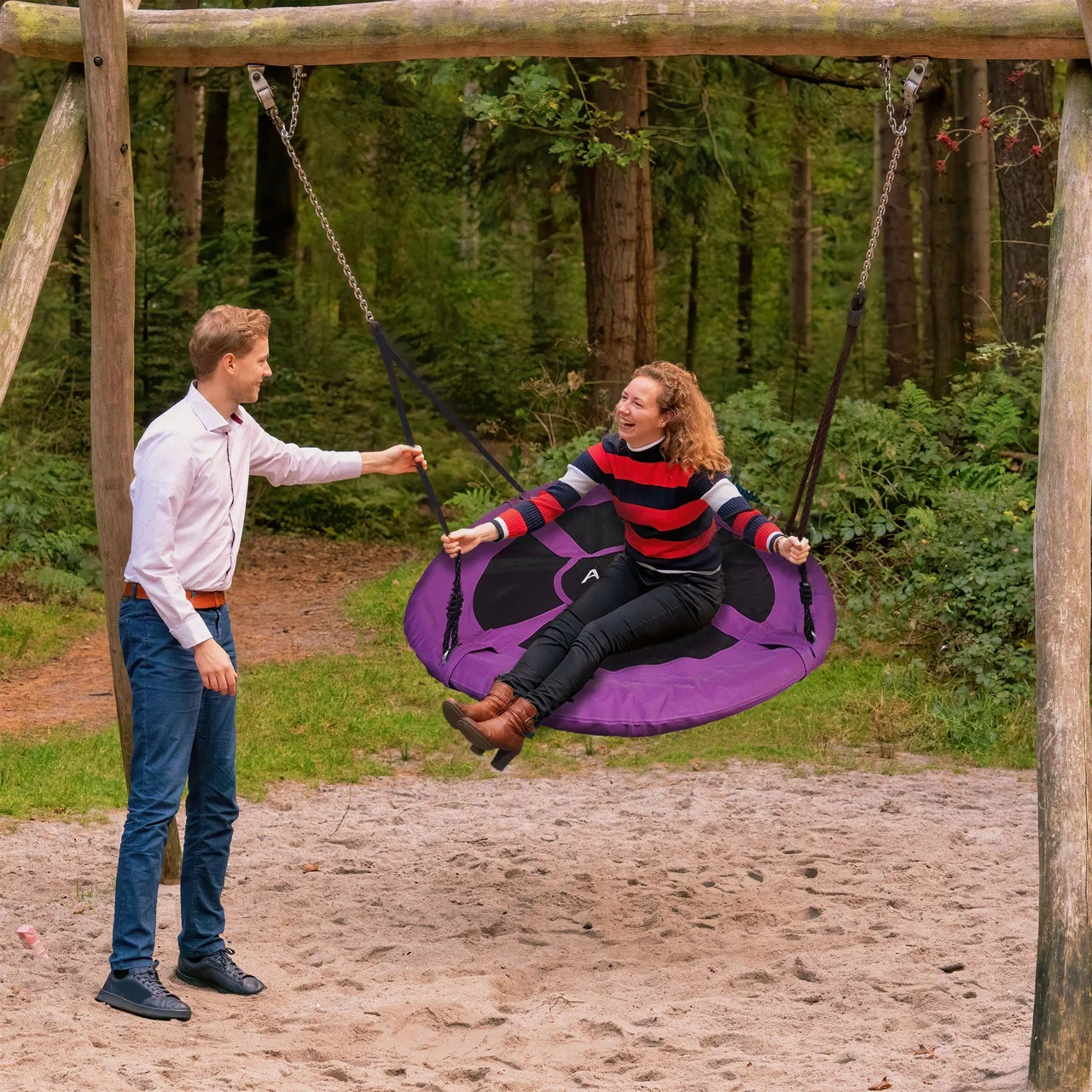Aleko Outdoor furniture Outdoor Saucer Platform Swing with Adjustable Hanging Ropes - 40 Inches - Purple-1643109275 - Image 8