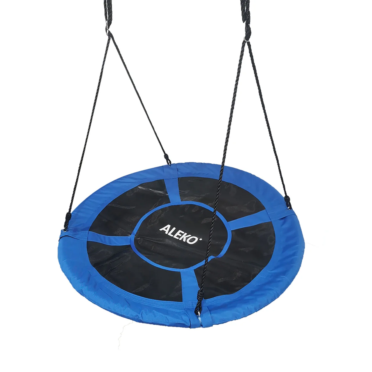 Aleko Outdoor furniture Outdoor Saucer Platform Swing with Adjustable Hanging Ropes - 47 Inches - Blue-1643109292