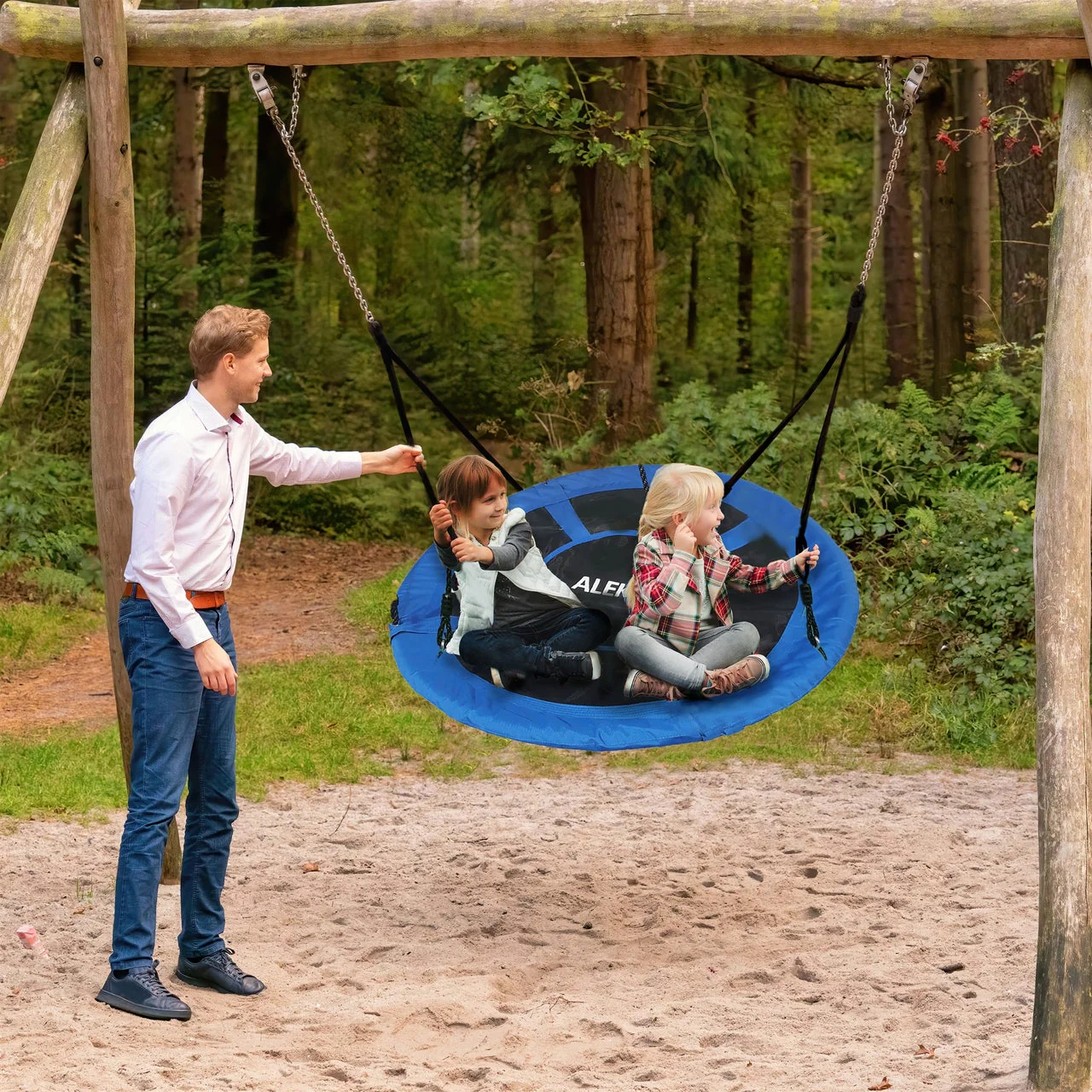 Aleko Outdoor furniture Outdoor Saucer Platform Swing with Adjustable Hanging Ropes - 47 Inches - Blue-1643109292 - Image 7