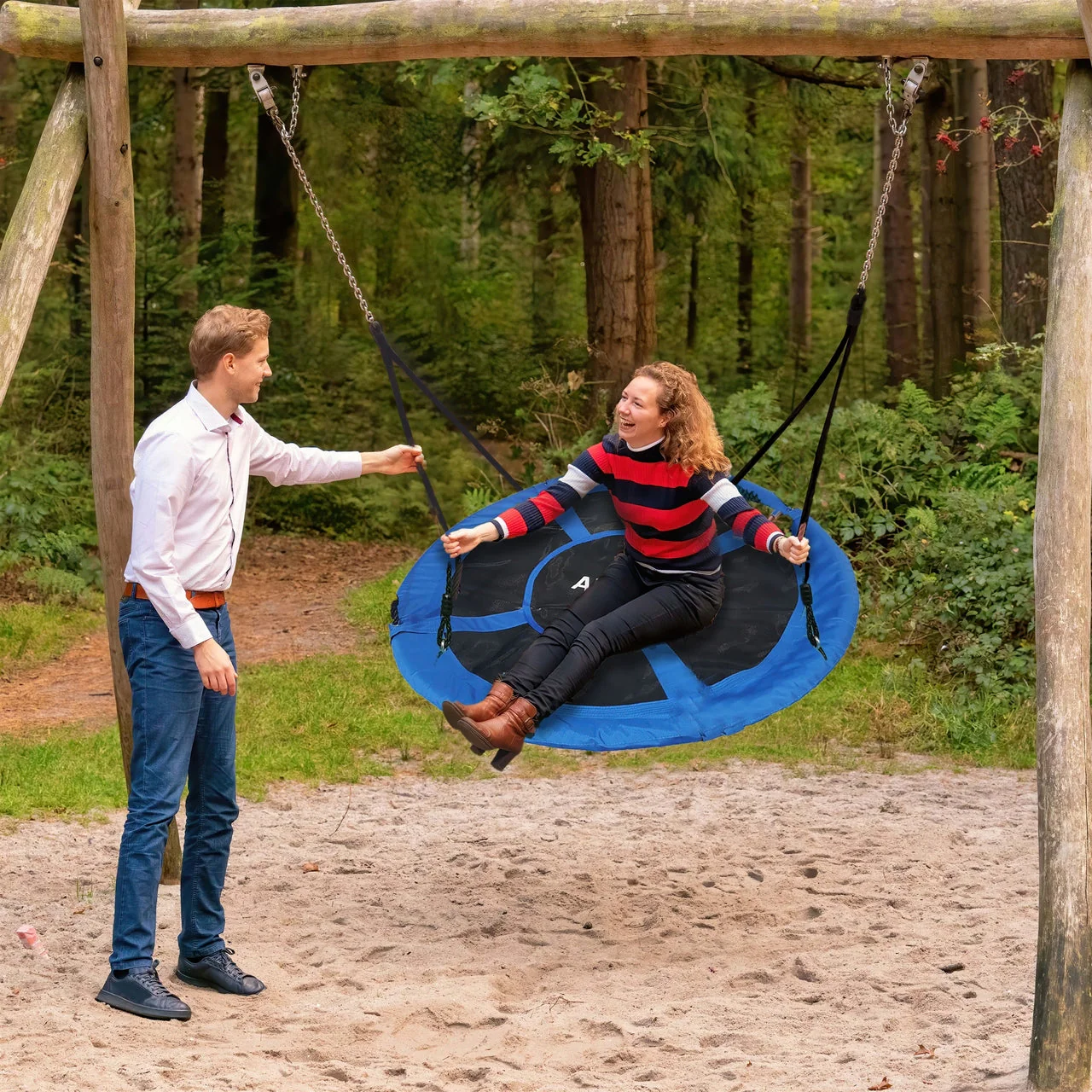Aleko Outdoor furniture Outdoor Saucer Platform Swing with Adjustable Hanging Ropes - 47 Inches - Blue-1643109292 - Image 8