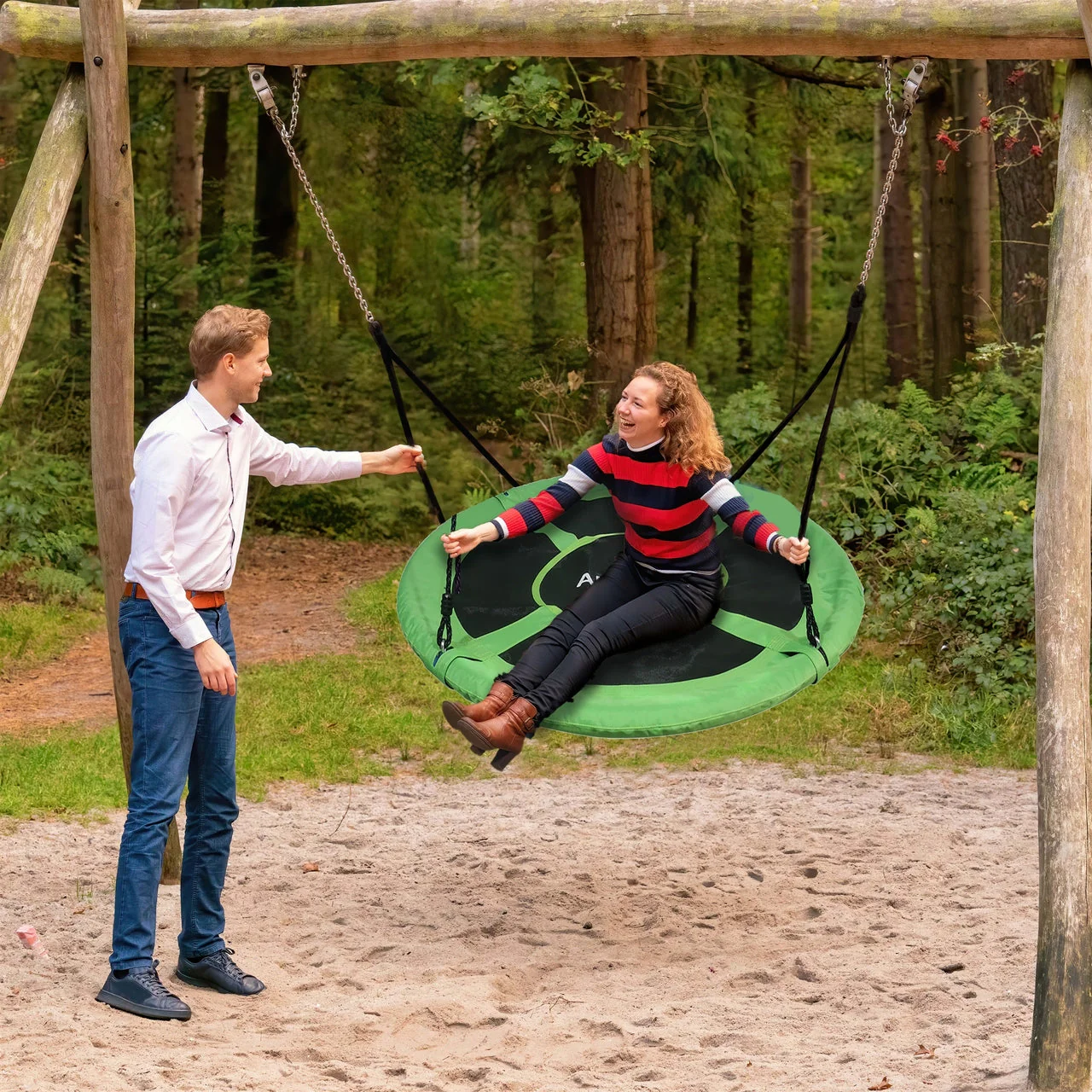 Aleko Outdoor furniture Outdoor Saucer Platform Swing with Adjustable Hanging Ropes - 47 Inches - Green-1643109284 - Image 7