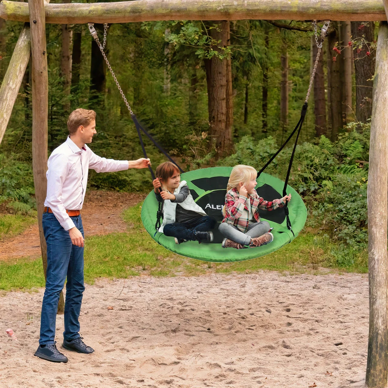 Aleko Outdoor furniture Outdoor Saucer Platform Swing with Adjustable Hanging Ropes - 47 Inches - Green-1643109284 - Image 8