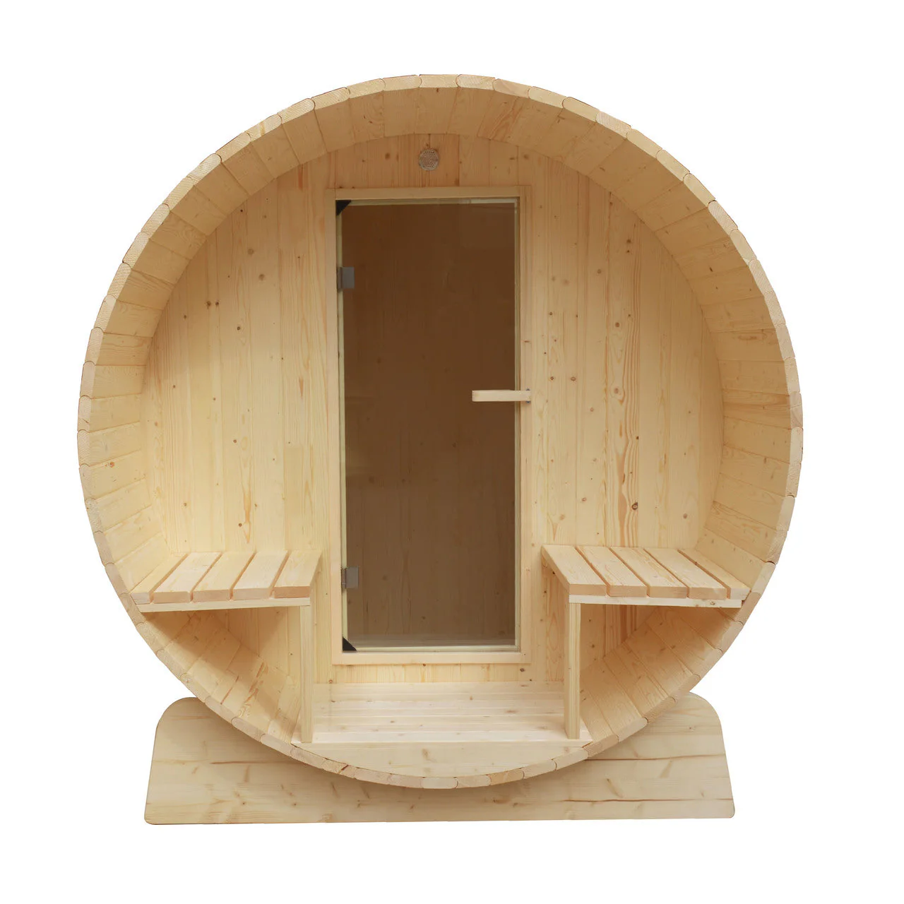 Aleko Outdoor or Indoor White Finland Pine Wet Dry Barrel Sauna - 3-5 Person - Front Porch Canopy - 4.5 kW ETL Certified - Bitumen Shingle Roofing