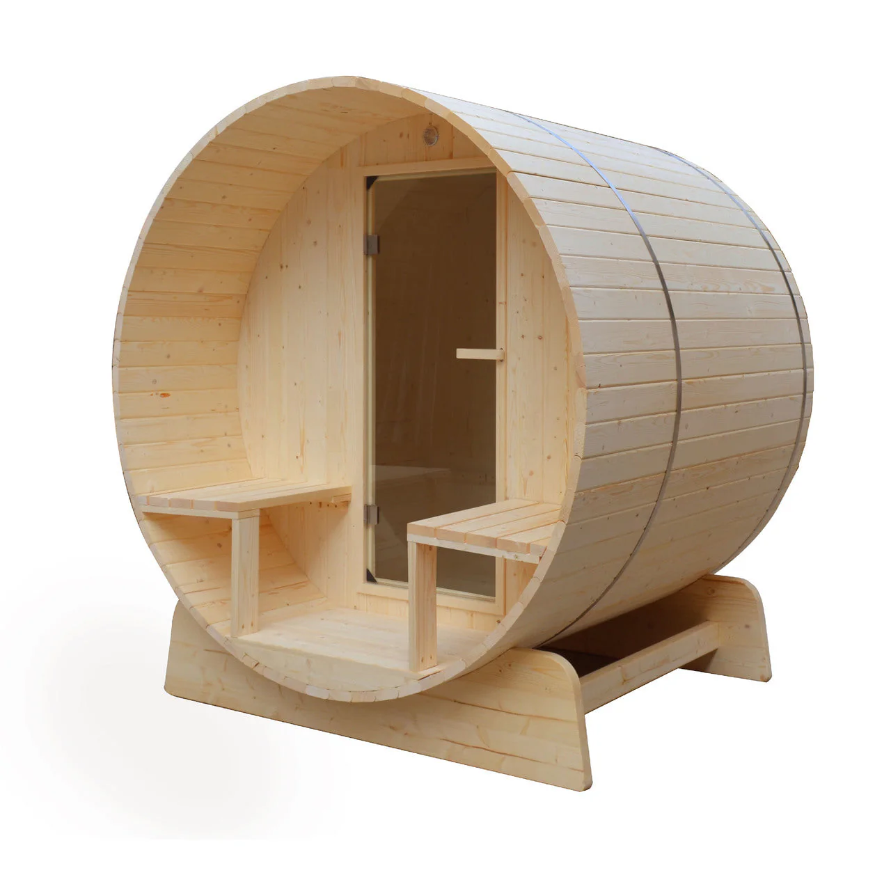 Aleko Outdoor or Indoor White Finland Pine Wet Dry Barrel Sauna - 3-5 Person - Front Porch Canopy - 4.5 kW ETL Certified - Bitumen Shingle Roofing - Image 5