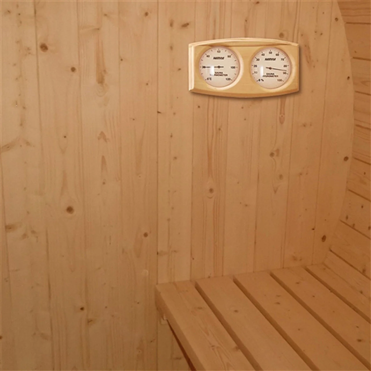 Aleko Outdoor or Indoor White Finland Pine Wet Dry Barrel Sauna - 3-5 Person - Front Porch Canopy - 4.5 kW ETL Certified - Bitumen Shingle Roofing - Image 7