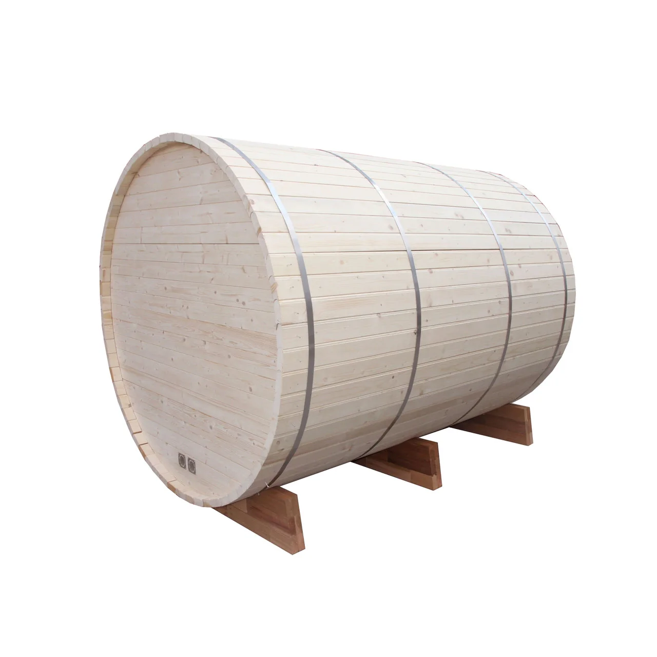 Aleko Outdoor or Indoor White Finland Pine Wet Dry Barrel Sauna - Front Porch Canopy - 9 kW ETL Certified Heater - 6 to 8 Person - Image 21