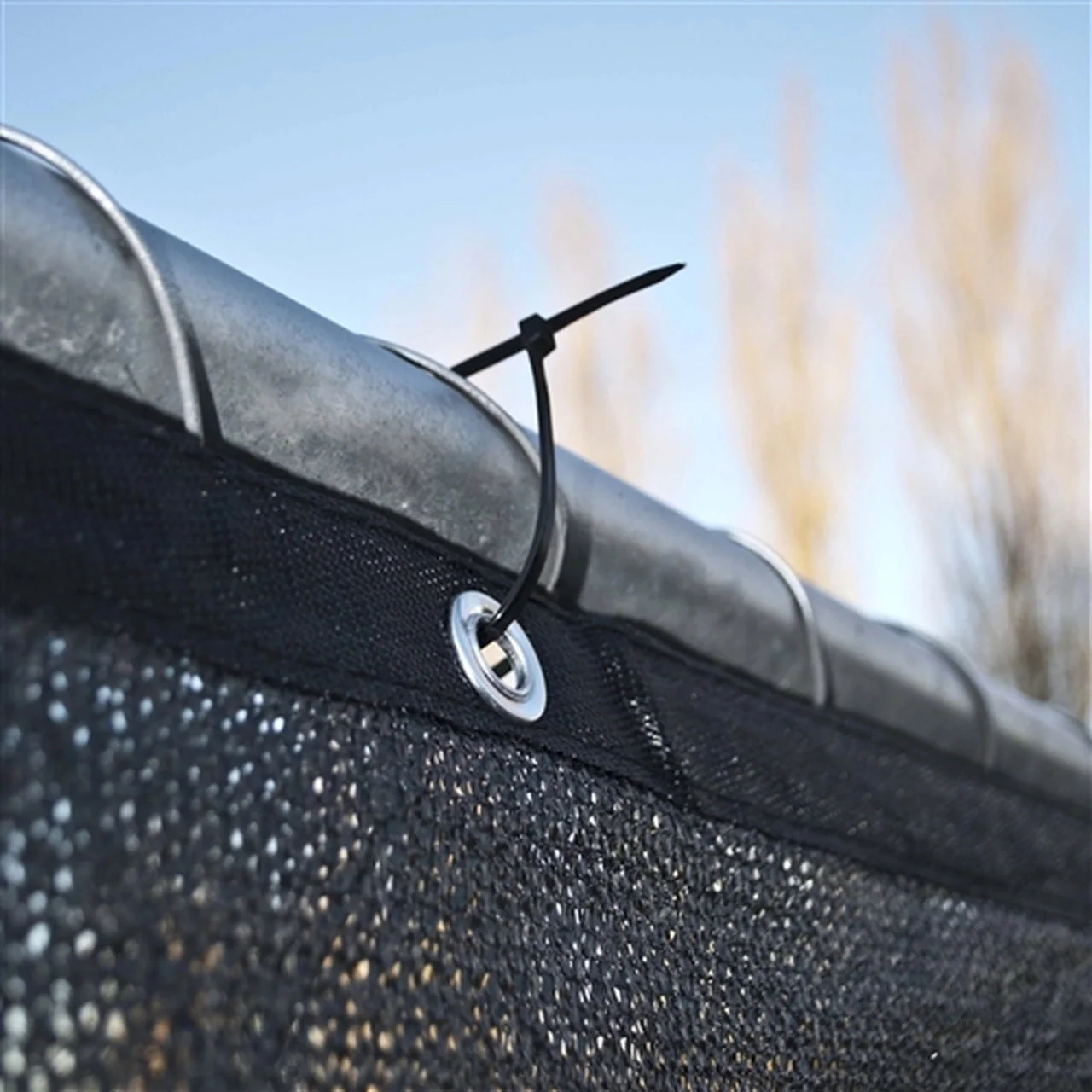 Aleko Privacy Fence Screens Privacy Mesh Fabric Screen Fence with Grommets - 6 x 150 Feet - Black - Image 3