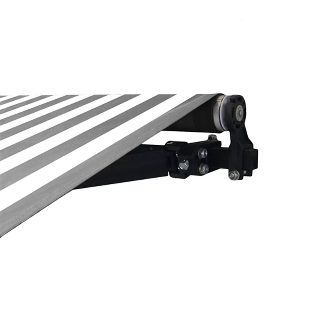Aleko Retractable Black Frame Patio Awning 10 x 8 Feet - Gray and White Stripes - Image 3