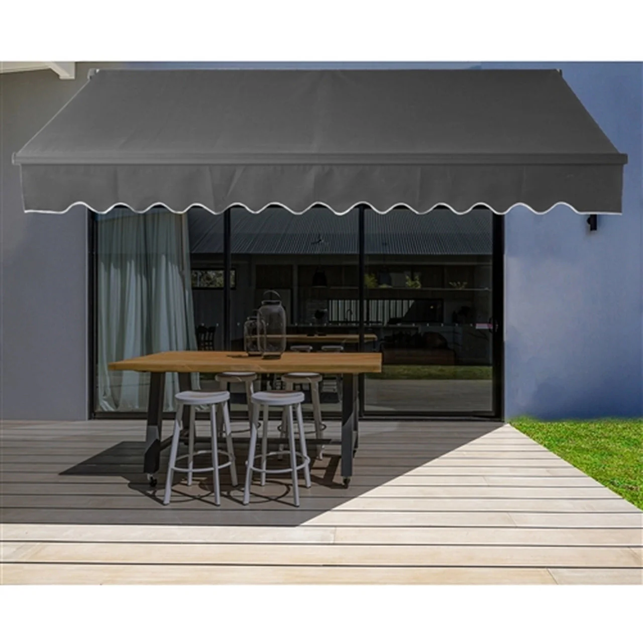 Aleko Retractable Black Frame Patio Awning 13 x 10 Feet - Black - Image 3