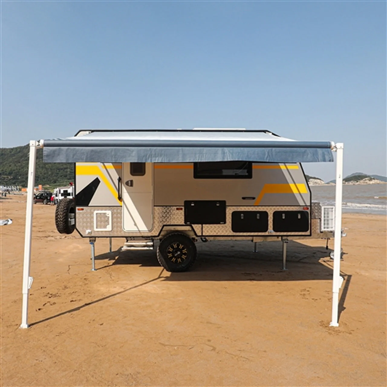 Aleko Retractable RV/Patio Awning - 10 x 8 Feet - Blue Striped - Image 3