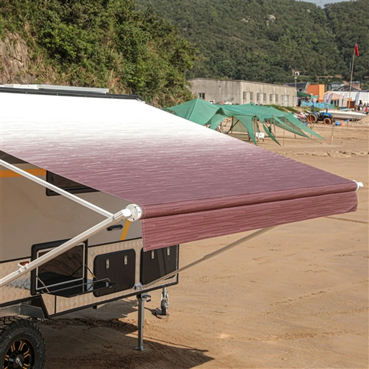 Aleko Retractable RV/Patio Awning - 10 x 8 Feet - Burgundy Fade - Image 2