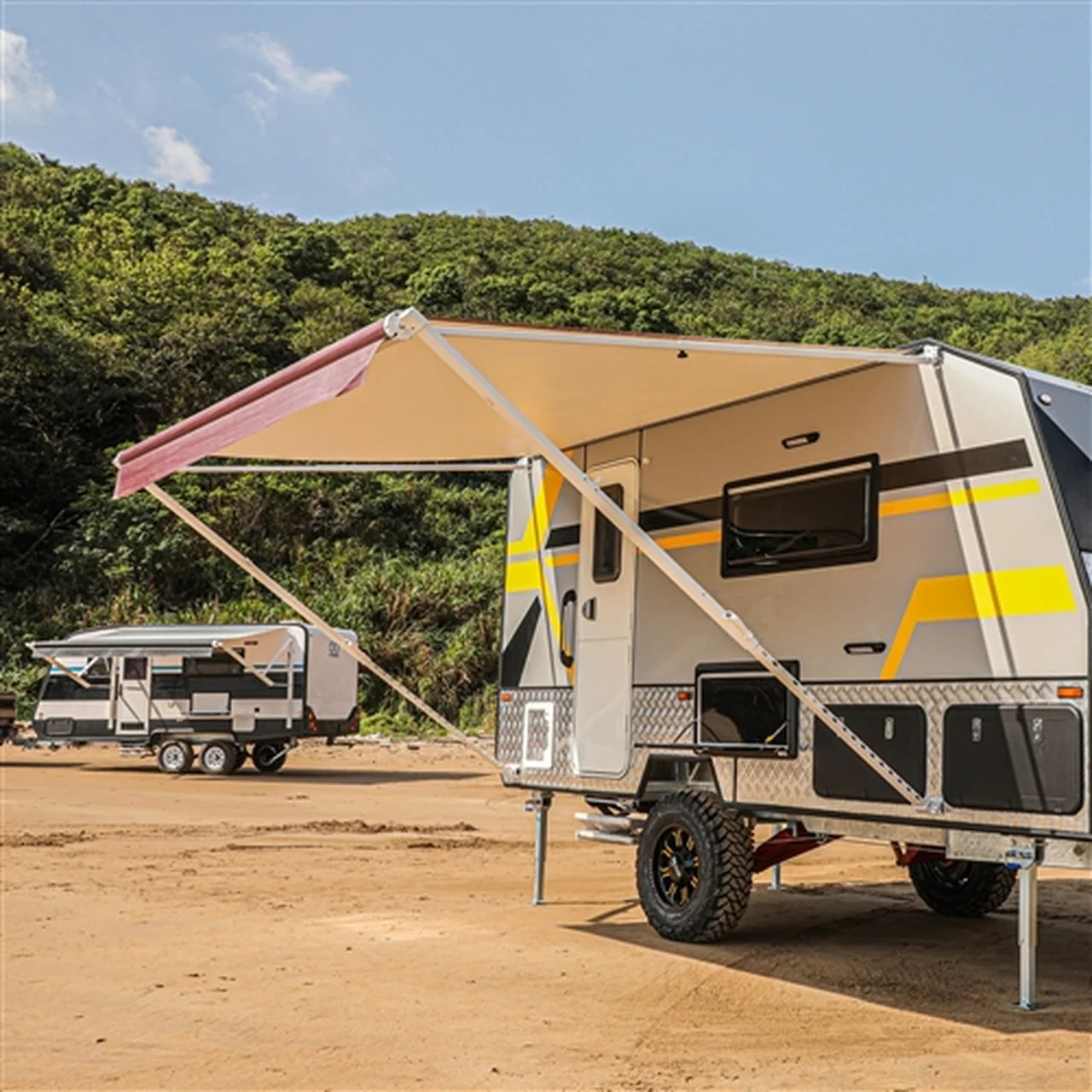 Aleko Retractable RV/Patio Awning - 10 x 8 Feet - Burgundy Fade - Image 3