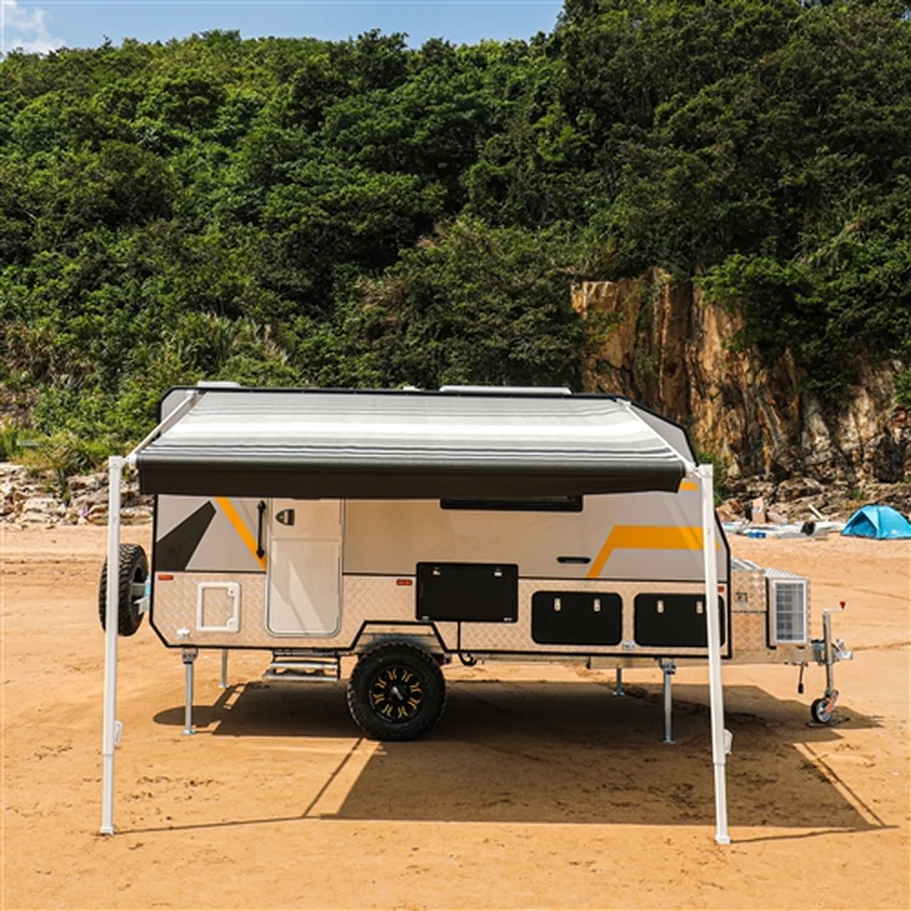 Aleko Retractable RV/Patio Awning - 12 x 8 Feet - Black Striped - Image 5