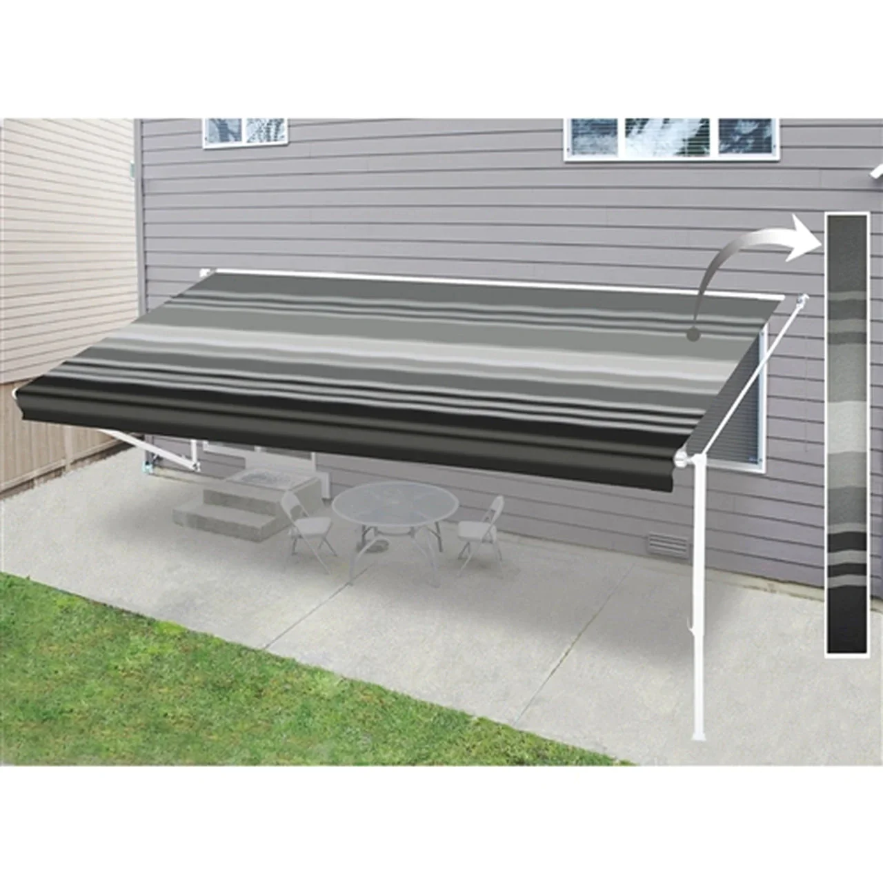 Aleko Retractable RV/Patio Awning - 12 x 8 Feet - Black Striped - Image 7