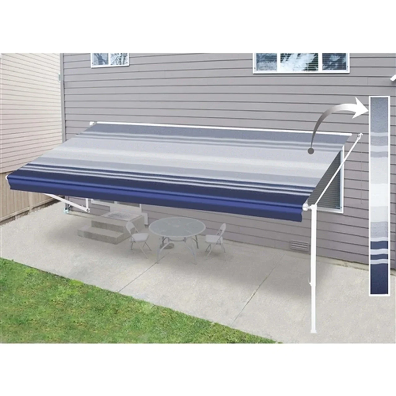 Aleko Retractable RV/Patio Awning - 12 x 8 Feet - Blue Striped - Image 6