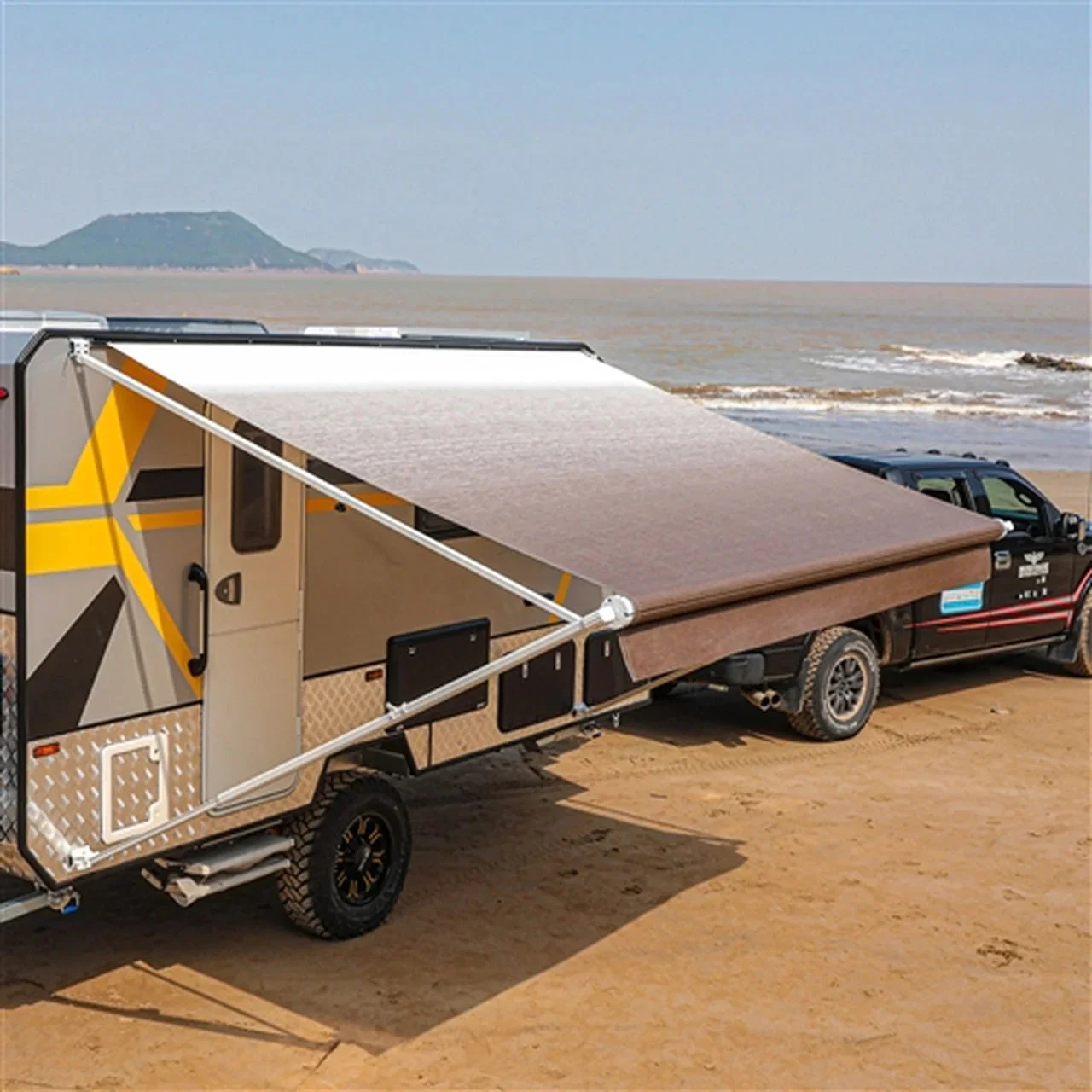 Aleko Retractable RV/Patio Awning - 12 x 8 Feet - Brown Fade - Image 2
