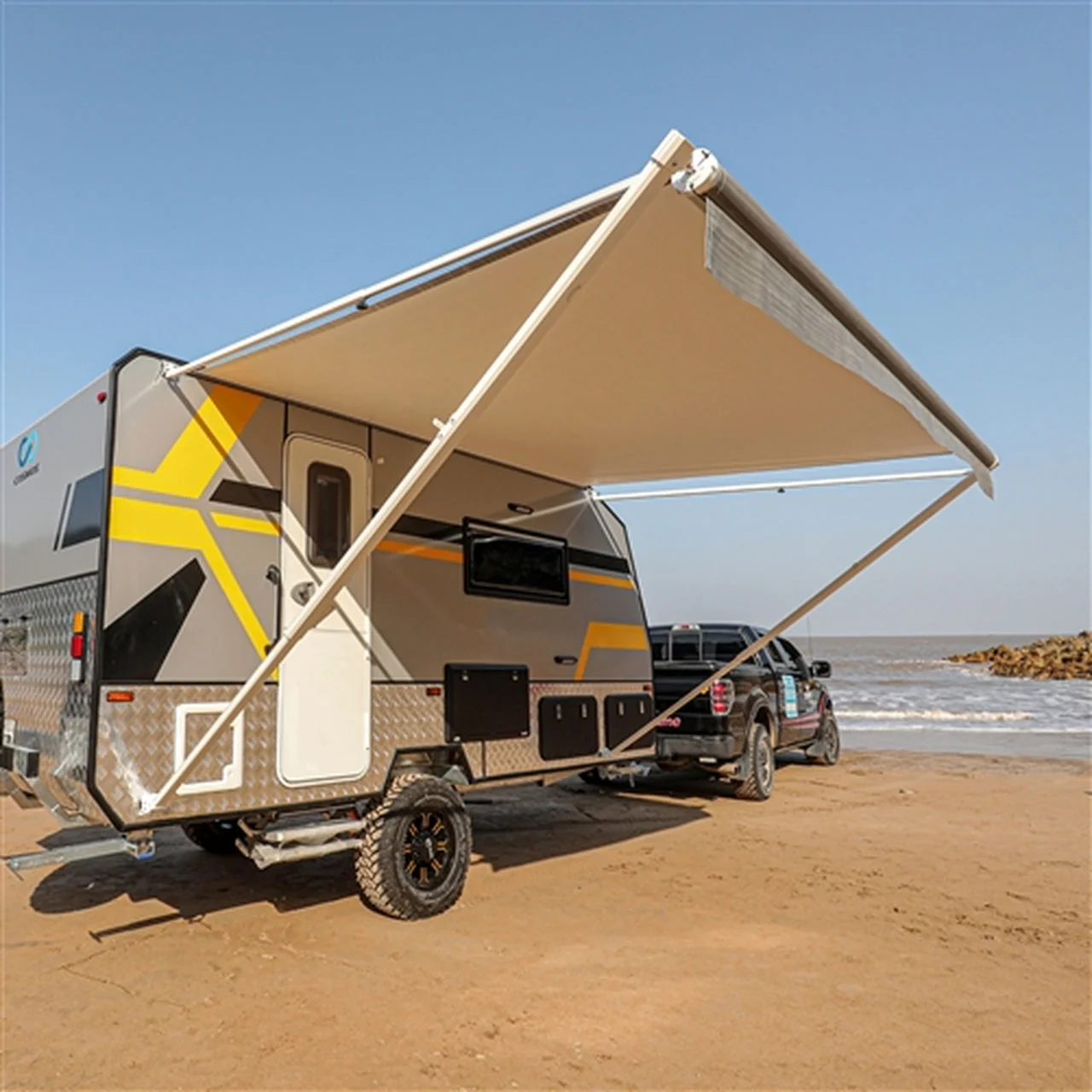 Aleko Retractable RV/Patio Awning - 12 x 8 Feet - Grey - Image 2