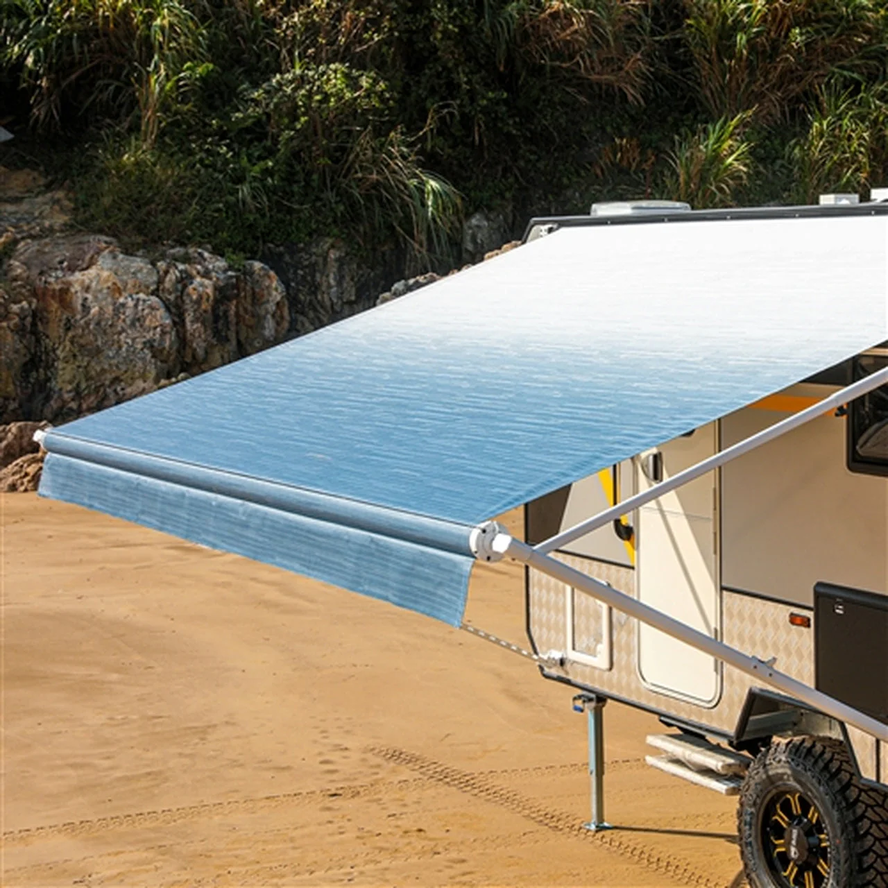 Aleko Retractable RV/Patio Awning - 13 x 8 Feet - Blue Fade - Image 2