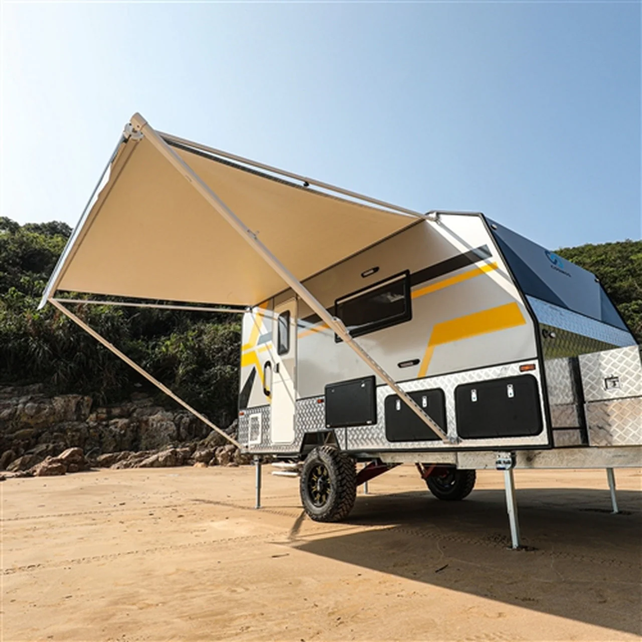 Aleko Retractable RV/Patio Awning - 13 x 8 Feet - Blue Fade - Image 4