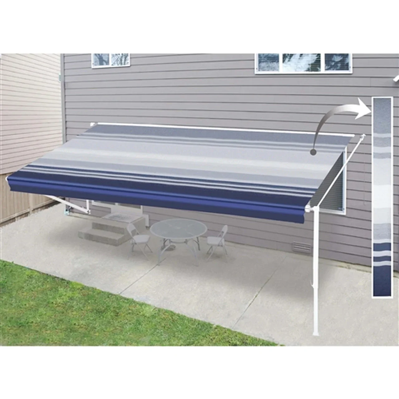 Aleko Retractable RV/Patio Awning - 15 x 8 Feet - Blue Striped - Image 6