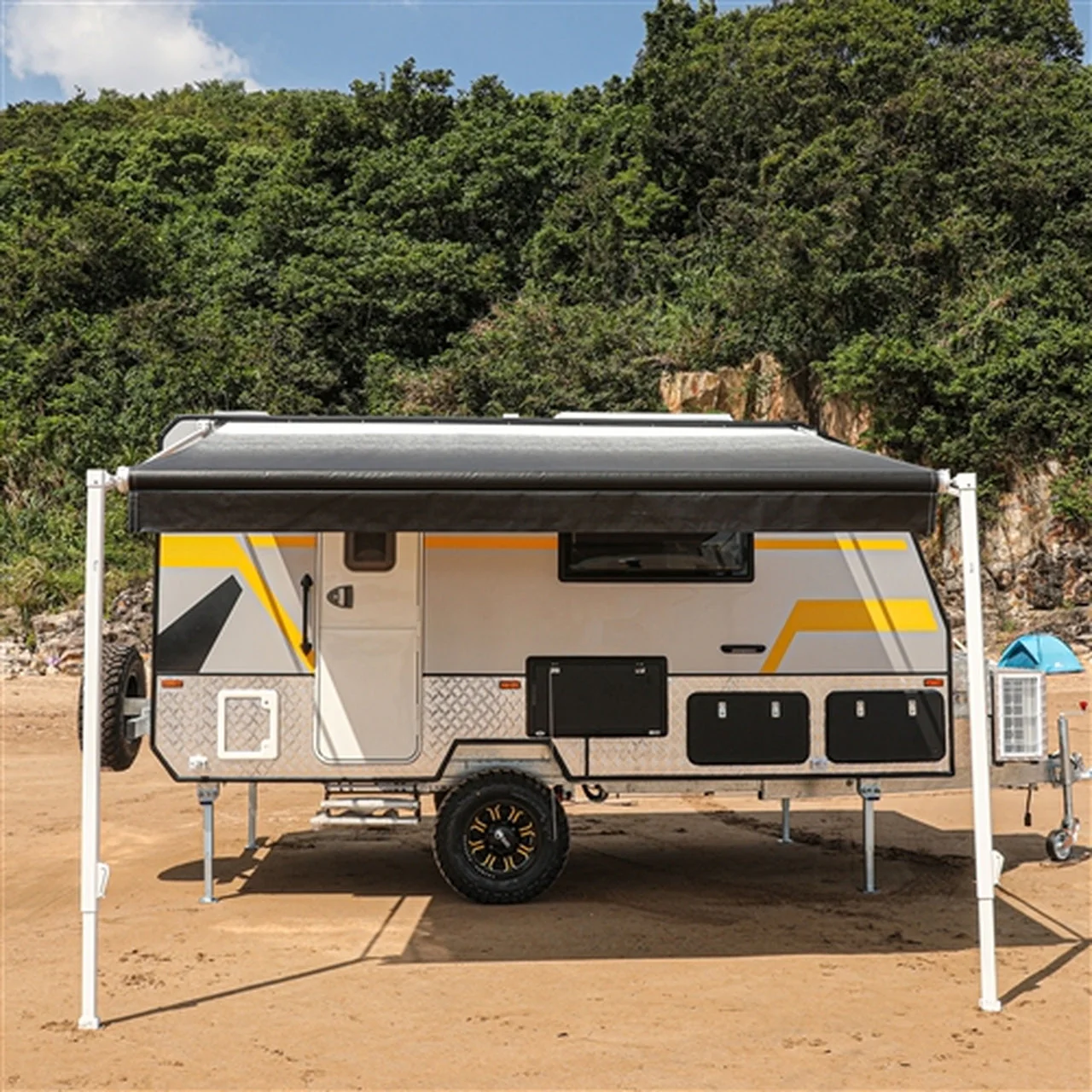 Aleko Retractable RV/Patio Awning - 16 x 8 Feet - White/Black Fade - Image 5