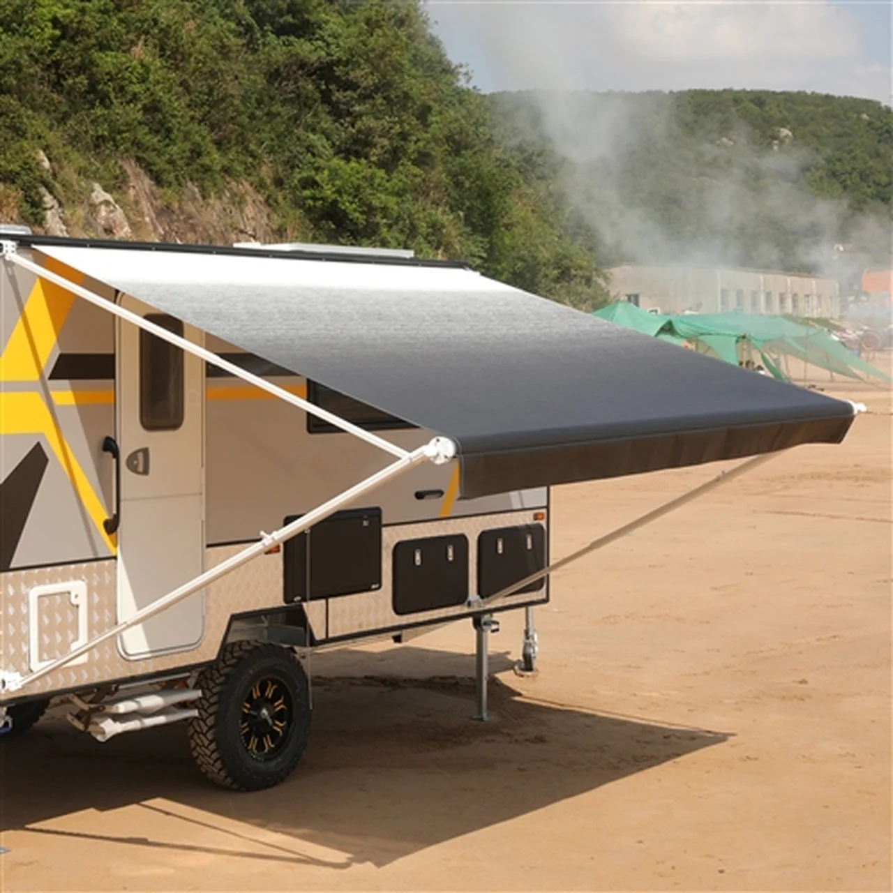 Aleko Retractable RV/Patio Awning - 20 x 8 Feet - White/Black Fade - Image 3