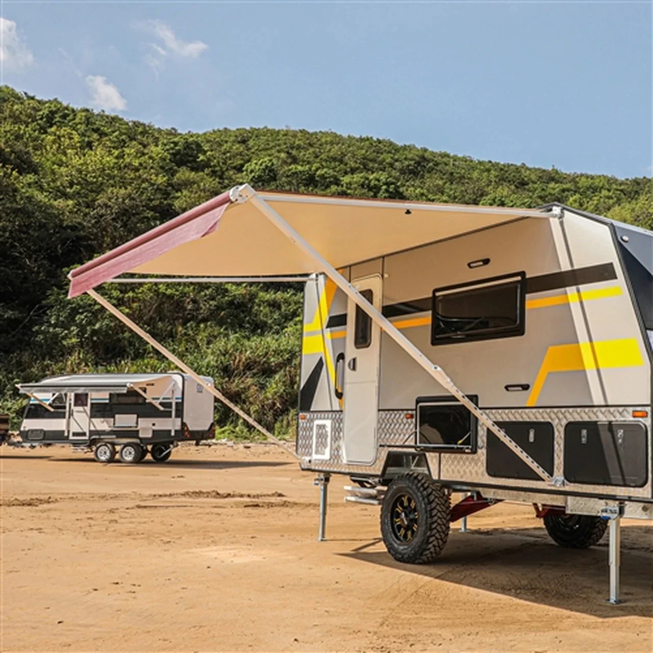 Aleko Retractable RV/Patio Awning - 8 x 8 Feet - Burgundy Fade - Image 5