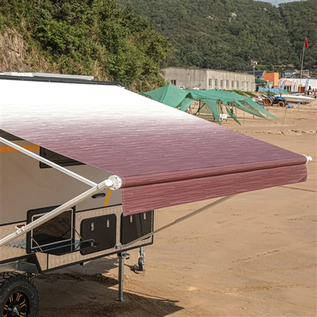 Aleko Retractable RV/Patio Awning - 8 x 8 Feet - Burgundy Fade - Image 6