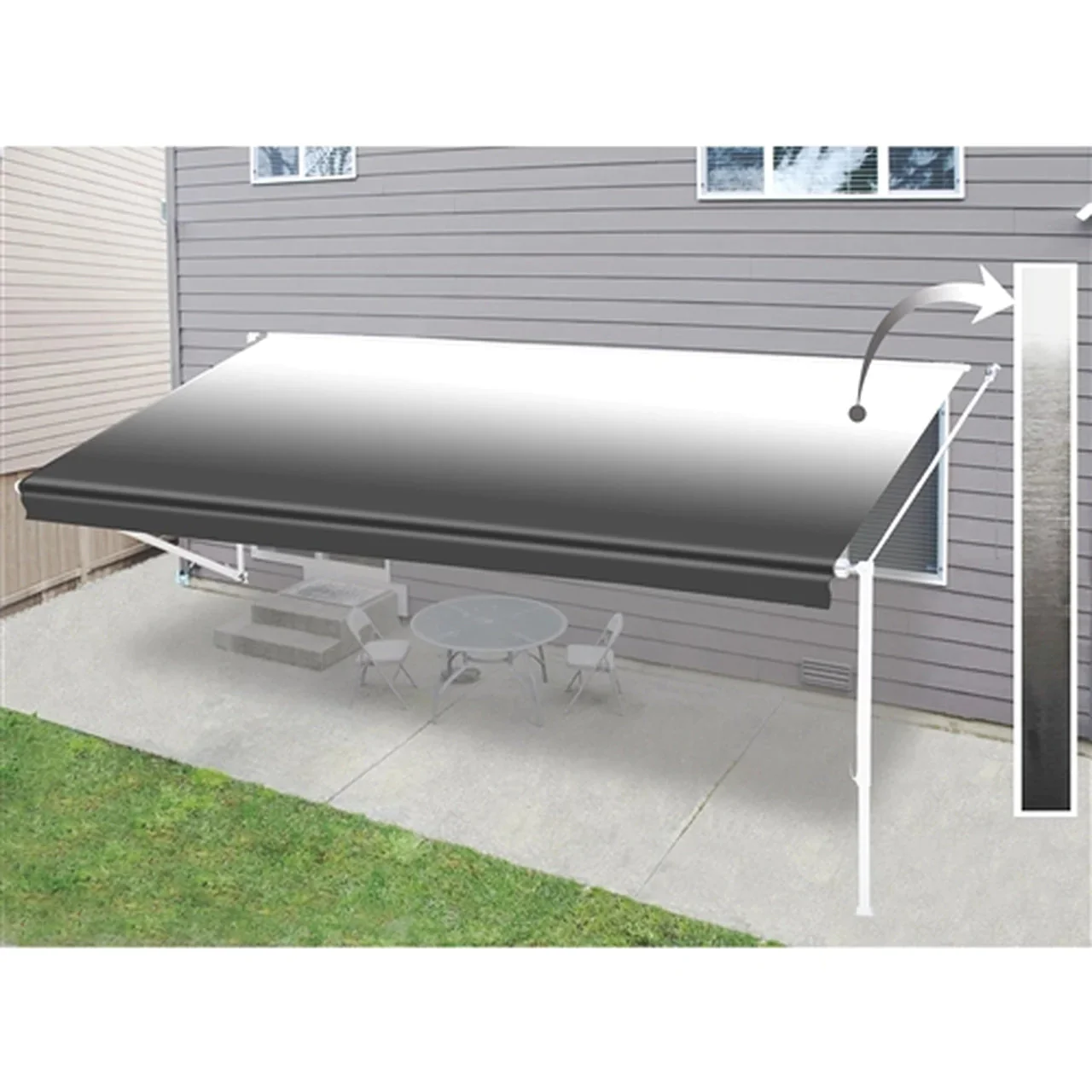 Aleko Retractable RV/Patio Awning - 8 x 8 Feet - White/Black Fade - Image 8