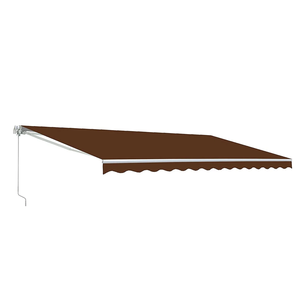 Aleko Retractable White Frame Patio Awning - 12 x 10 Feet - Brown - Image 3