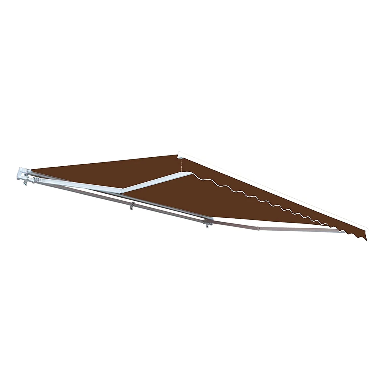 Aleko Retractable White Frame Patio Awning - 12 x 10 Feet - Brown - Image 4