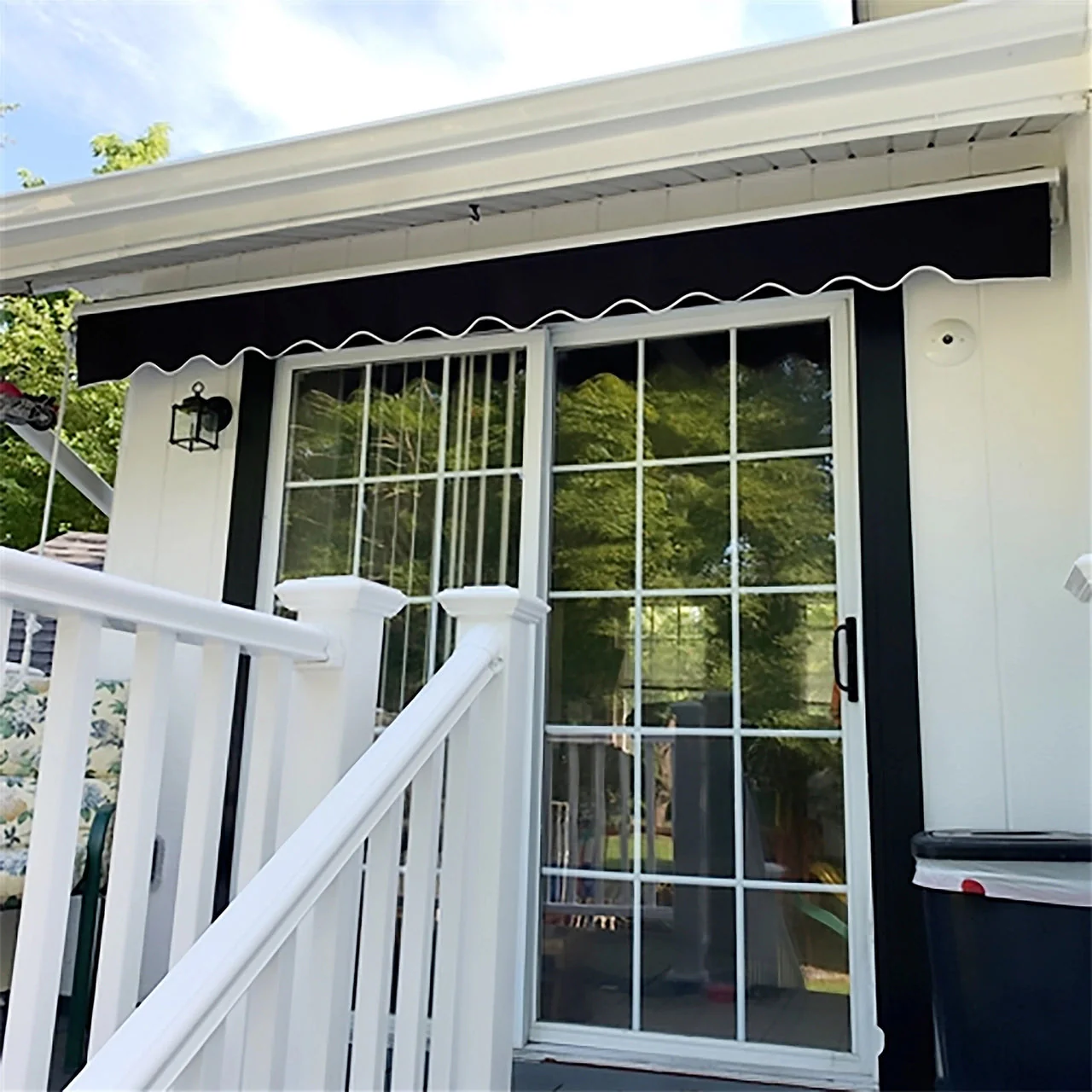 Aleko Retractable White Frame Patio Awning - 13 x 10 Feet - Black - Image 6