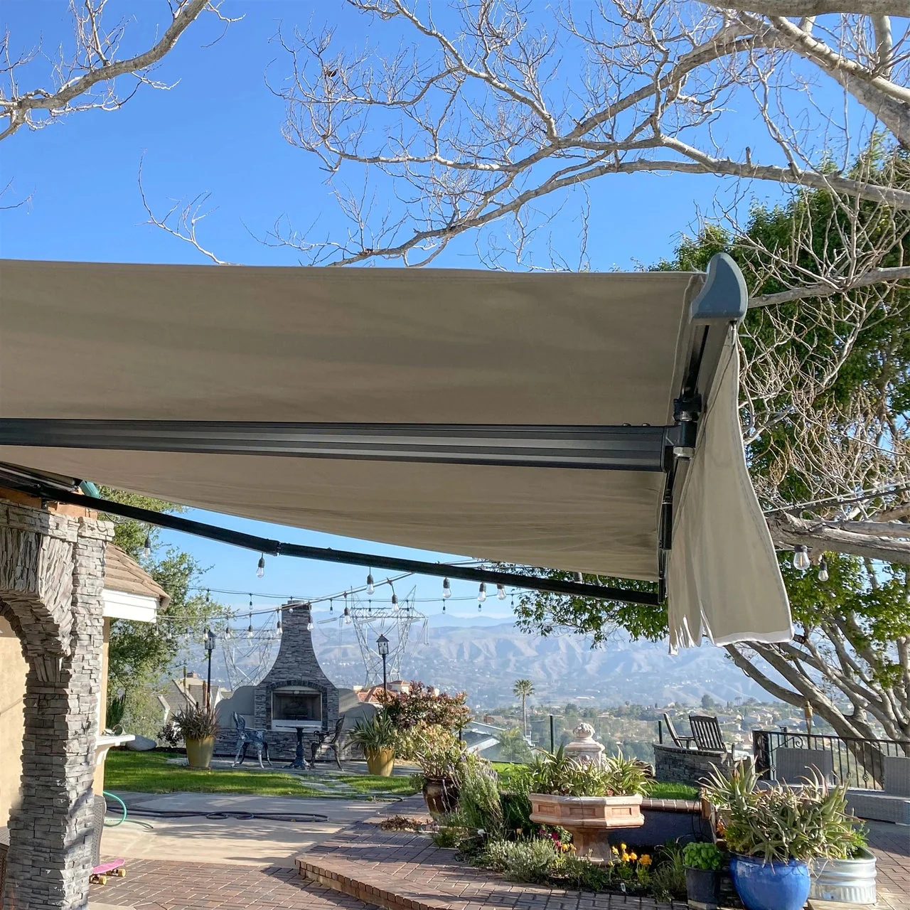 Aleko Retractable White Frame Patio Awning - 13 x 10 Feet - Ivory - Image 6