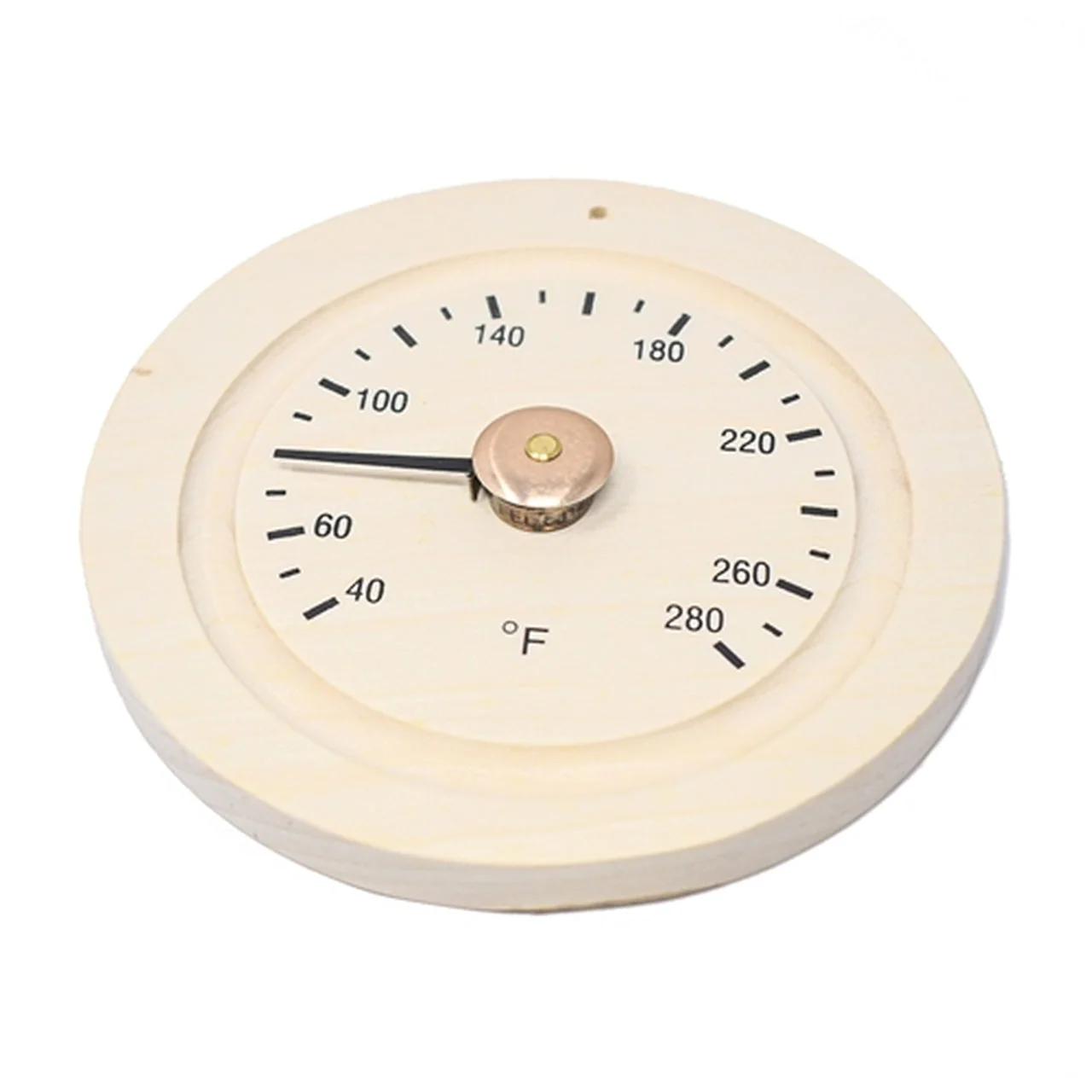 Aleko Round Pine Wood Sauna Thermometer Gage in Fahrenheit - Image 2