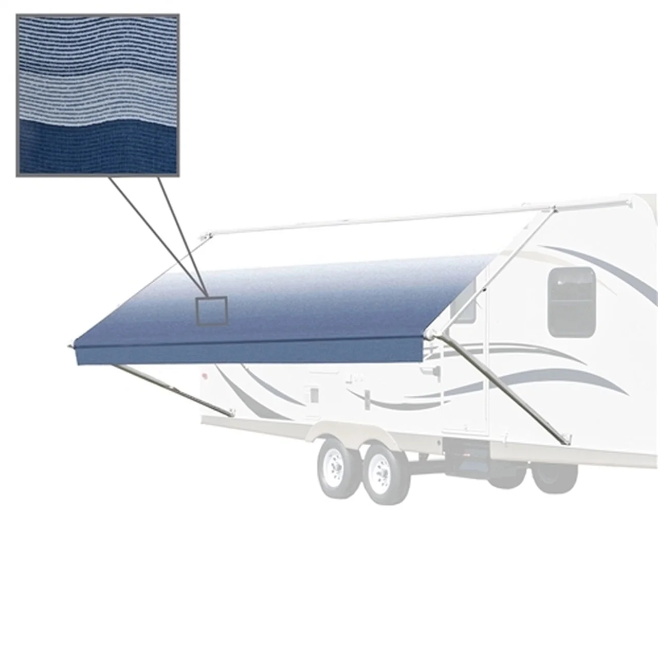 Aleko RV Awning Fabric Replacement - 15 X 8 ft (4.5 X 2.4 m) - Blue Stripes