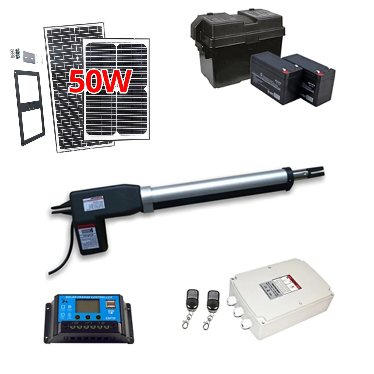 Aleko Single Swing Gate Operator - AS600 AC/DC - Solar Kit 50W