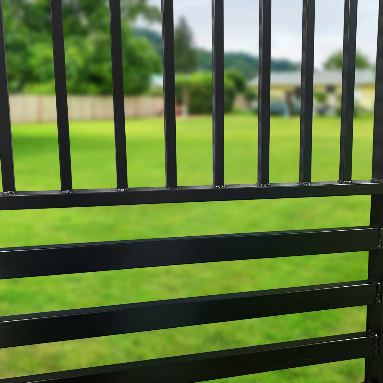 Aleko Steel Dual Swing Driveway Gate - Barcelona Style - 18 x 6 Feet - Image 3