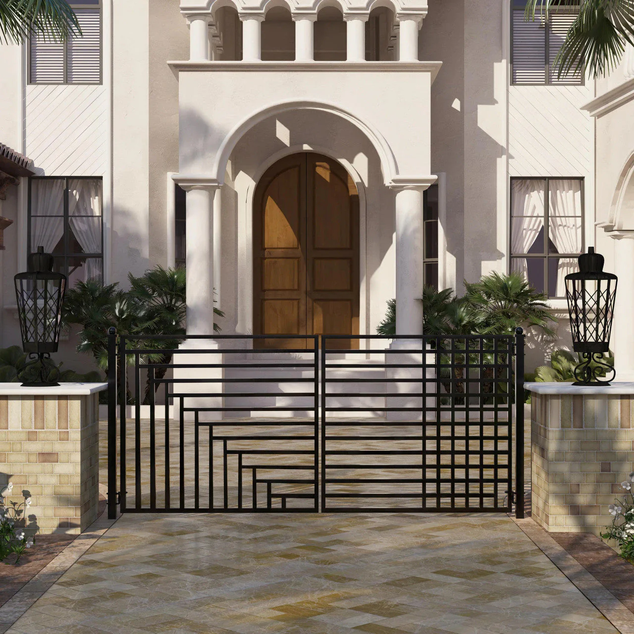 Aleko Steel Dual Swing Driveway Gate - Kyiv Style - 16 x 6 Feet - Image 6