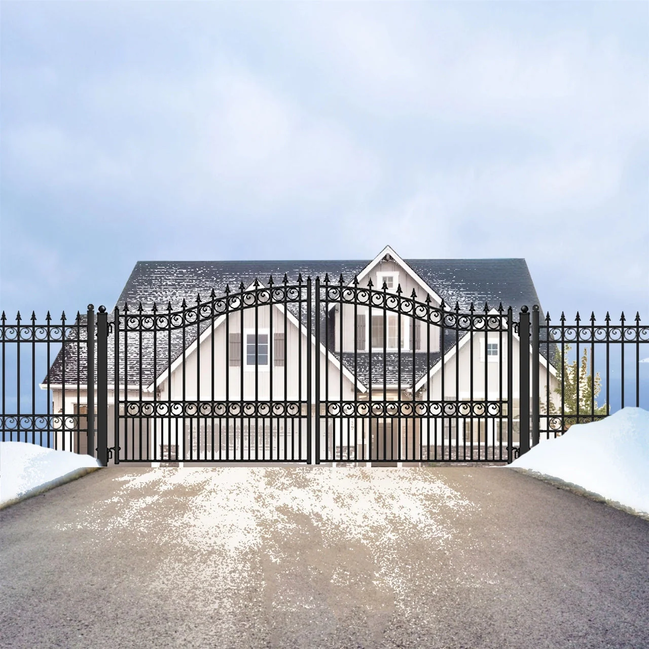 Aleko Steel Dual Swing Driveway Gate - LONDON Style - 14 x 6 Feet - Image 6
