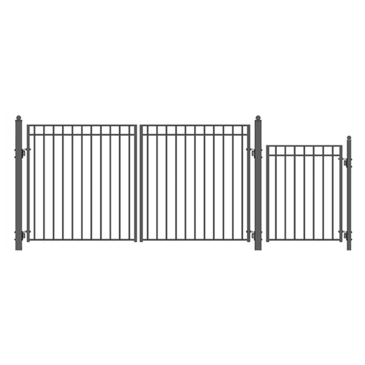 Aleko Steel Dual Swing Driveway Gate - MADRID Style - 12 ft with Pedestrian Gate - 5 ft