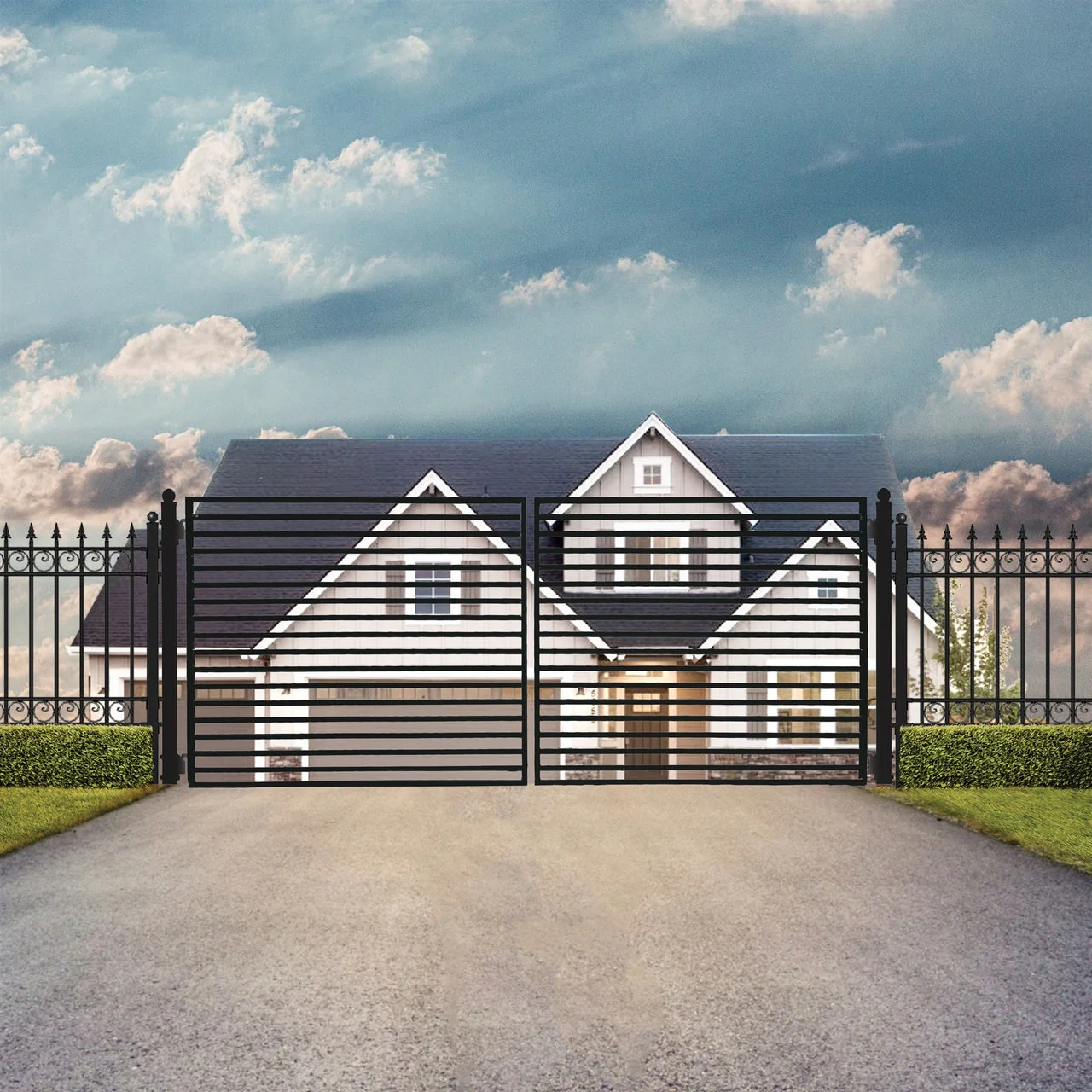 Aleko Steel Dual Swing Driveway Gate - MILAN Style - 14 x 6 Feet - Image 4