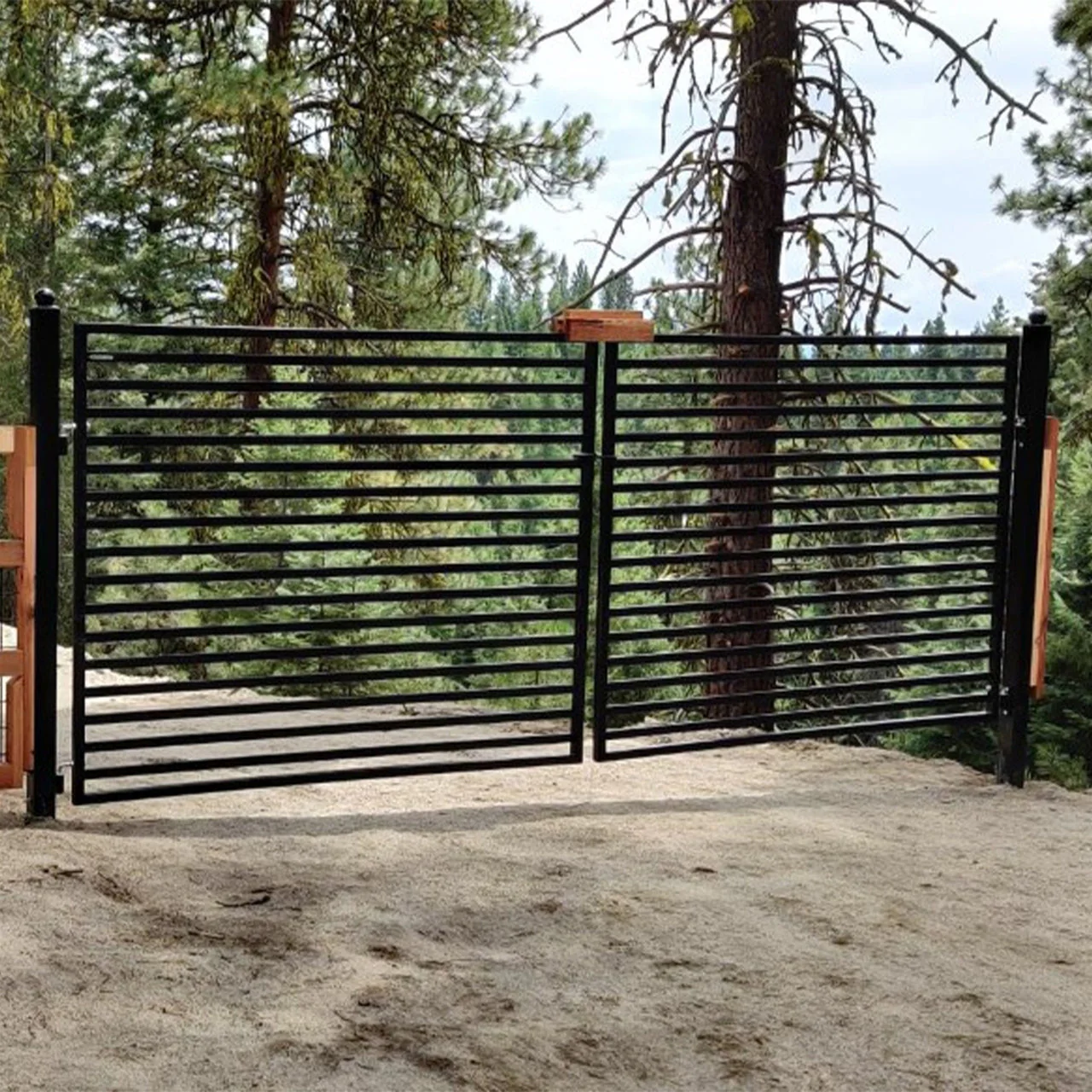 Aleko Steel Dual Swing Driveway Gate - MILAN Style - 14 x 6 Feet - Image 6