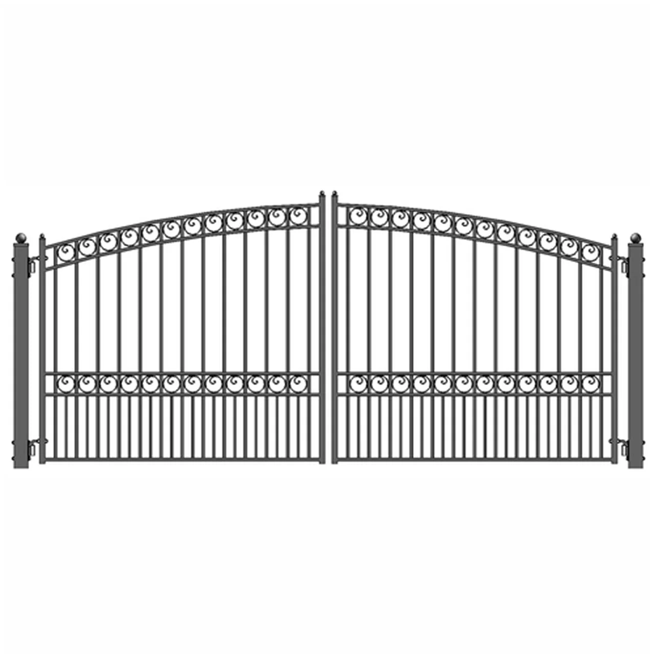 Aleko Steel Dual Swing Driveway Gate - PARIS Style - 12 x 6 Feet