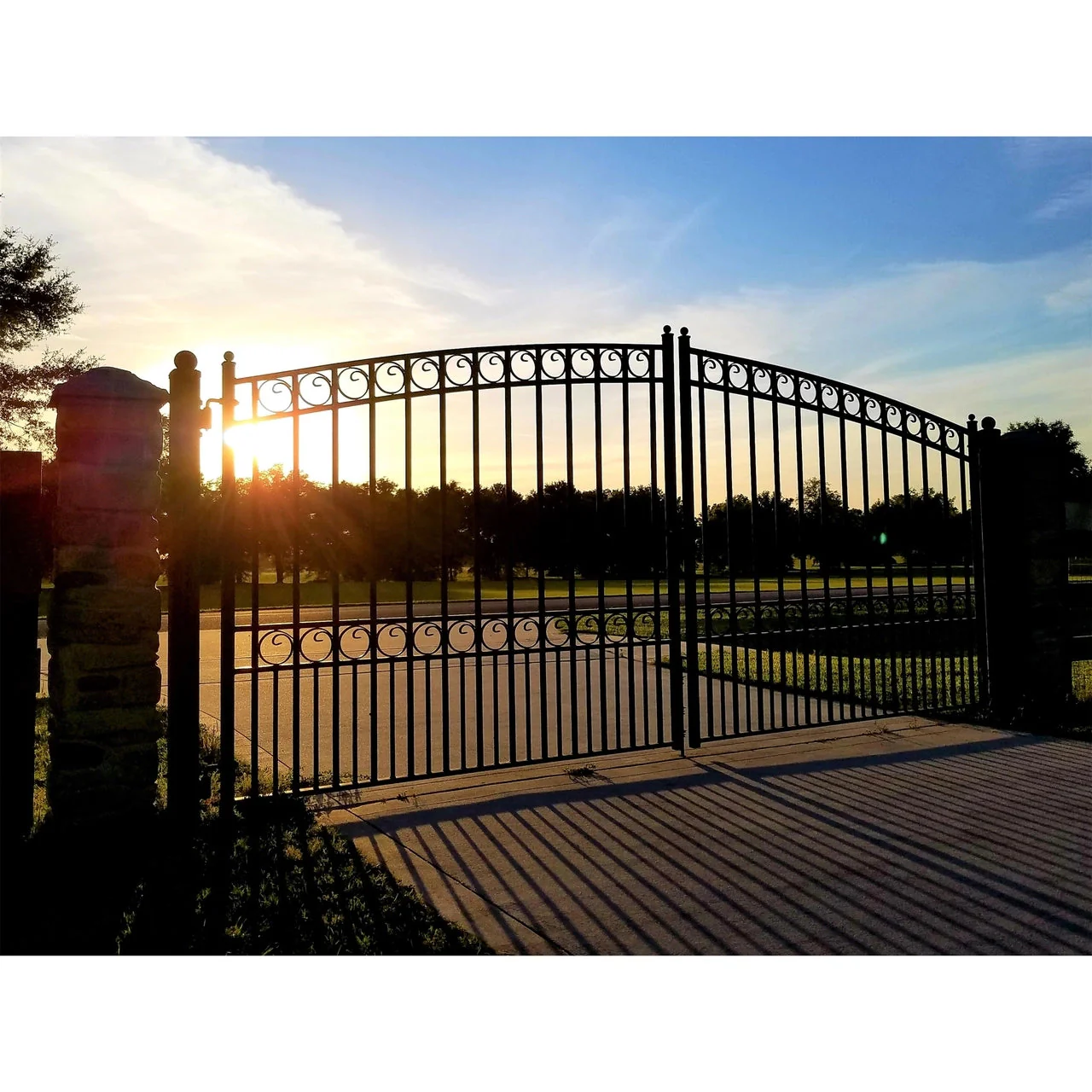Aleko Steel Dual Swing Driveway Gate - PARIS Style - 12 x 6 Feet - Image 3